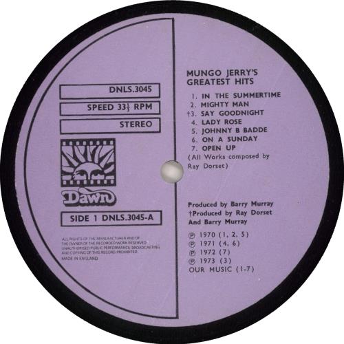 Mungo Jerry Mungo Jerry's Greatest Hits UK vinyl LP album